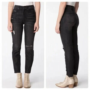 RSQ High Waisted Vintage Mom Jean Black Size 23 EUC Distressed